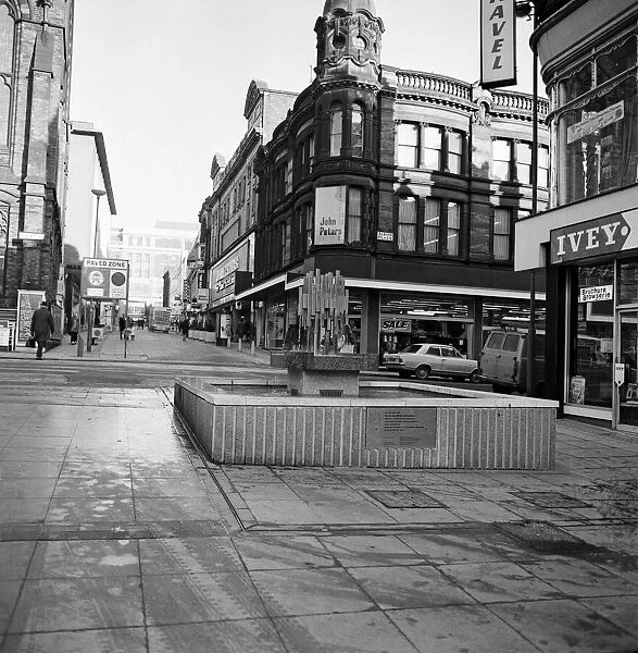 Lands Lane, in the centre of Leeds precinct, West Yorkshire. 22nd January 1973
