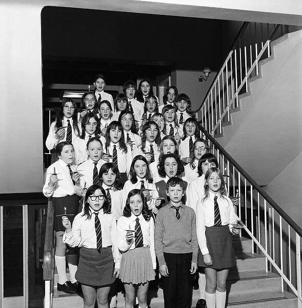 Langbaurgh School choir. Middlesbrough, North Yorkshire. December 1972