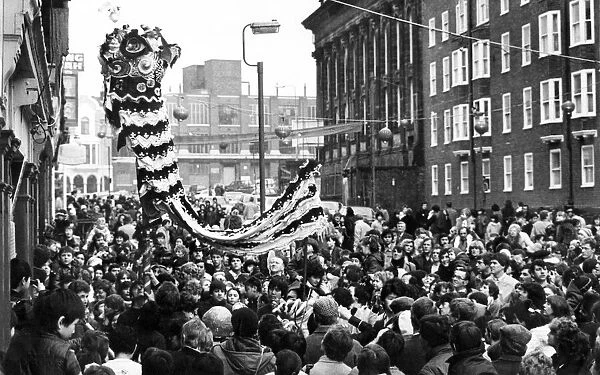 A large crowd watches traditional celebrations for the Chinese New Year, Liverpool