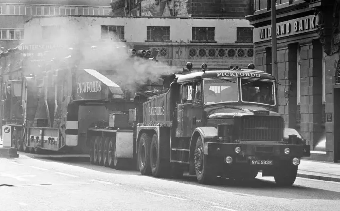 Framed Print : Large Load being moved through the streets of Middlesbrough, Durham Street, Circa 1973
