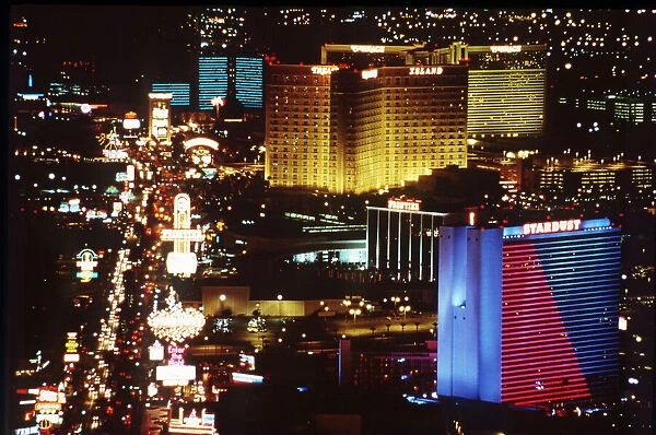 Las Vegas at night, 1997 The Las Vegas strip - skyline at night with neon lights