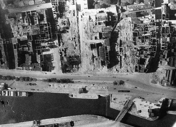 Latest RAF reconnaissance photograph shows that Cologne is still clearing up after