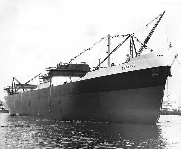 Launch of the 30, 000-ton tanker Busirus at Thompsons North Sands Shipyard, River Wear