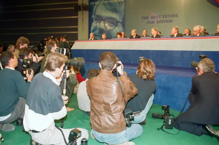 Framed Print : The launch of the Conservative party election manifesto. 18th March 1992 Framed Print : The launch of the Conservative party election manifesto. 18th March 1992