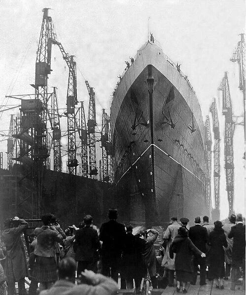 The launch of the Mauretania from the Wallsend Yard of Swan Hunter by the Dowager Duchess