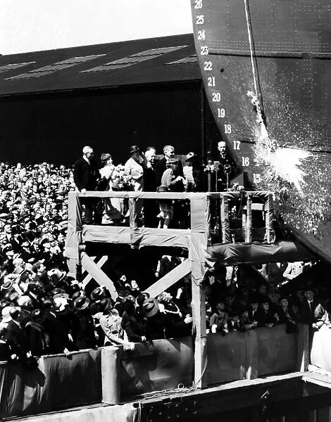 Launch of the RMS Mauretania, at the Cammell Laird yard in Birkenhead. 28th July 1938