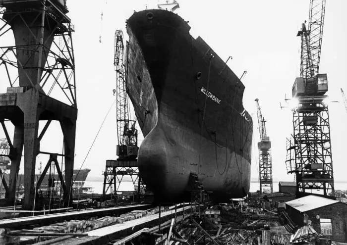 Framed Print : Launching of the container ship Willowbank, last ship on order, at Smiths Dock Framed Print : Launching of the container ship Willowbank, last ship on order, at Smiths Dock