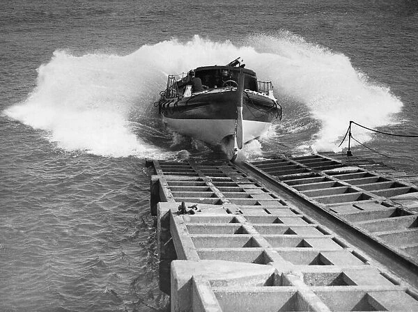 Launching of the Cromer lifeboat H F Bailey. 10th June 1935