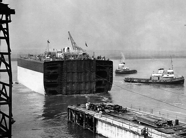 Launching of the midship section of a tanker weighing around 2000 tons