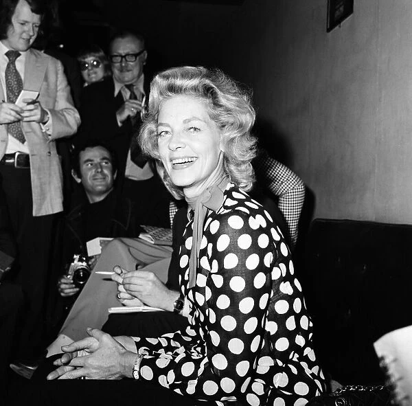 Lauren Bacall at a press conference for the London production of the American musical