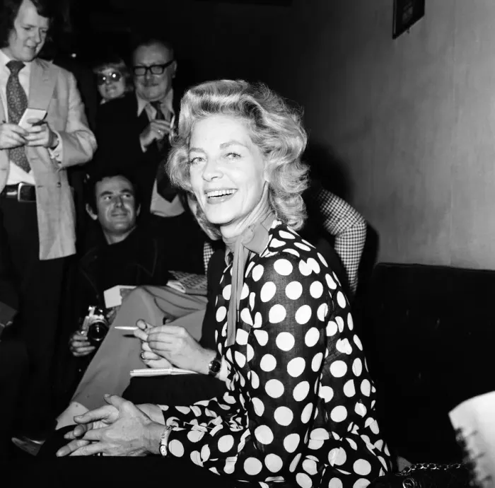 Framed Print : Lauren Bacall at a press conference for the London production of the American musical
