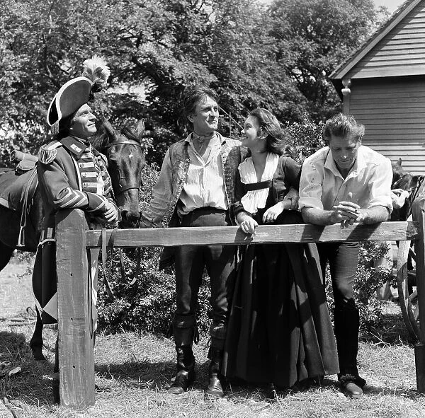 Laurence Olivier, Kirk Douglas, Janette Scott and Burt Lancaster on the set of