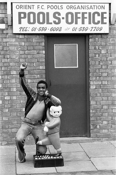 Laurie Cunningham outside Leyton Orient Football Club Pools Office