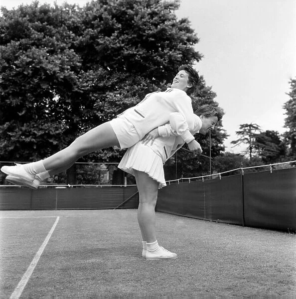Lawn Tennis at Beckenham. Women training before a match at the club June