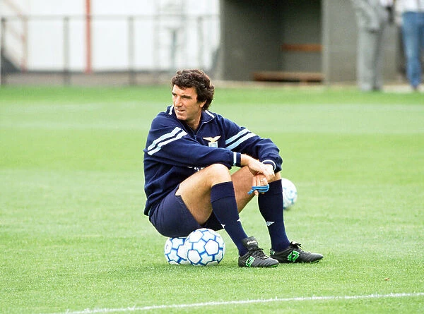 Lazio manager Dino Zoff oversees a training session ahead of the match against Ajax in