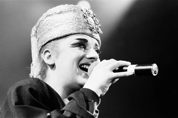 Lead singer with the band Culture Club, Boy George seen here with a Boy George