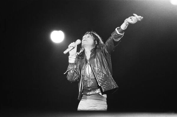 Lead singer Mick Jagger of the Rolling Stones in concert at Knebworth House