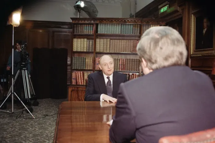 Framed Print : Leader of the Labour Party Neil Kinnock is interviewed by David Dimbleby ahead of Framed Print : Leader of the Labour Party Neil Kinnock is interviewed by David Dimbleby ahead of
