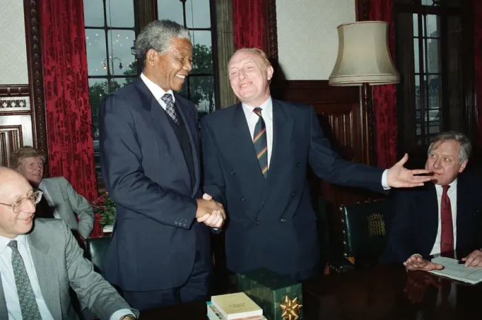 Framed Print : Leader of the Labour party Neil Kinnock meets Nelson Mandela. 4th July 1990 Framed Print : Leader of the Labour party Neil Kinnock meets Nelson Mandela. 4th July 1990