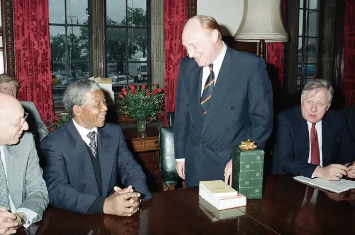 Framed Print : Leader of the Labour party Neil Kinnock meets Nelson Mandela. 4th July 1990 Framed Print : Leader of the Labour party Neil Kinnock meets Nelson Mandela. 4th July 1990