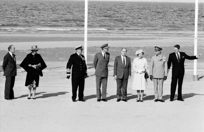 Framed Print : Leaders in Normandy to commemorate the 40th anniversary of D Day Framed Print : Leaders in Normandy to commemorate the 40th anniversary of D Day