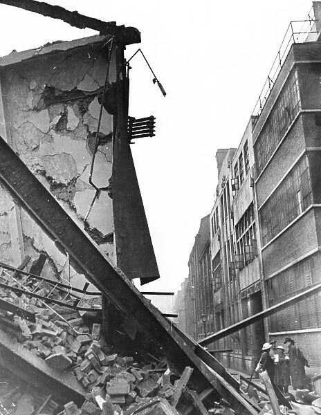 Leather Lane, near Fleet Street, Central London, after it was damaged in a World War Two