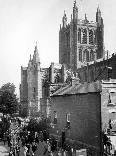 Leaving Hereford Cathedral after mass. Circa 1939