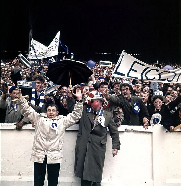 Leciester City fans seen here on F. A. Cup final day before the start of the match against
