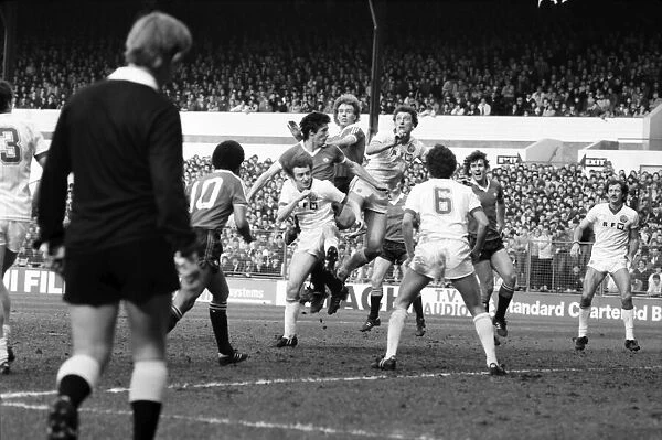 Leeds United 0 v. Manchester United 0. April 1982 MF06-22-037 Local Caption