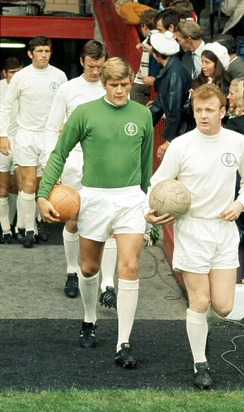 Leeds United captain Billy Bremner leads out his team before the league division one