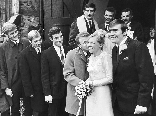 Leeds United player Terry Cooper on his wedding day with his bride Rosemary Boulton