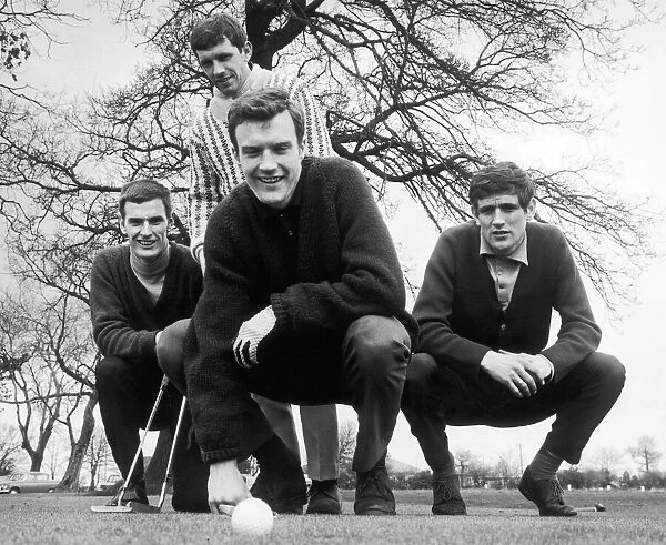 Leeds United players on the golf course. Giles, Peacock, Hunter and Madeley. 1967