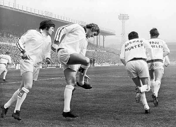 Leeds United players training. 21st March 1972