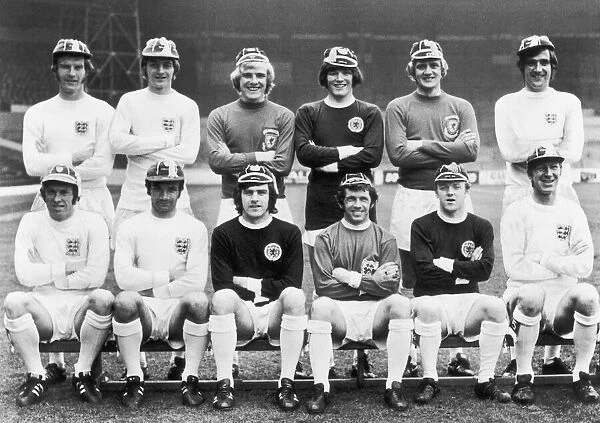 Leeds United players wearing their international cap. Back Row l-r: Paul Madeley