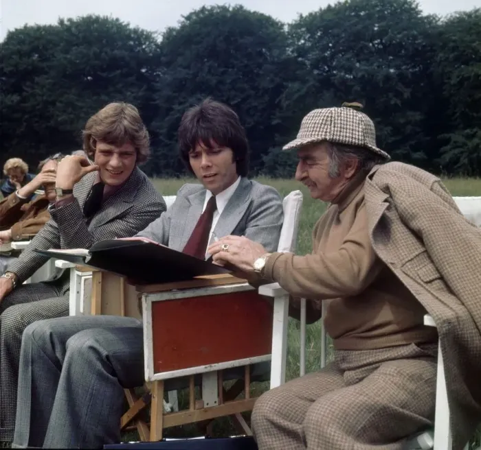Framed Print : Left to Right Anthony Andrews, Cliff Richard and Hugh Griffiths seen here reading Framed Print : Left to Right Anthony Andrews, Cliff Richard and Hugh Griffiths seen here reading