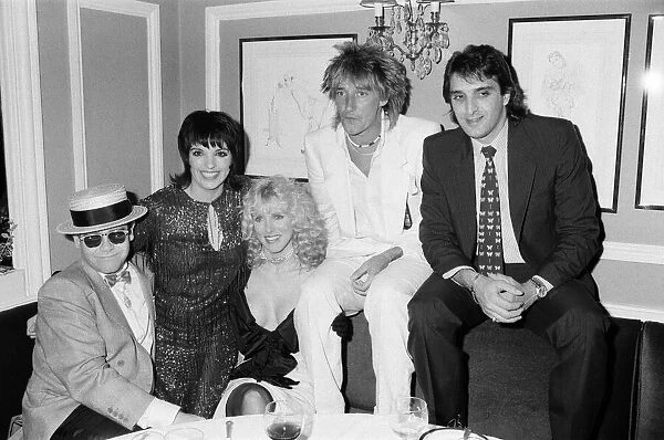 Left to right, Elton John, Liza Minnelli, Alana Stewart, Rod Stewart