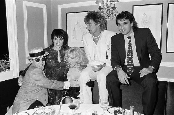Left to right, Elton John, Liza Minnelli, Alana Stewart, Rod Stewart