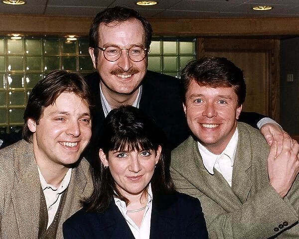left to right Mark Goodier Emma Freud Steve Wright and Nicky Campbell all DJs fot
