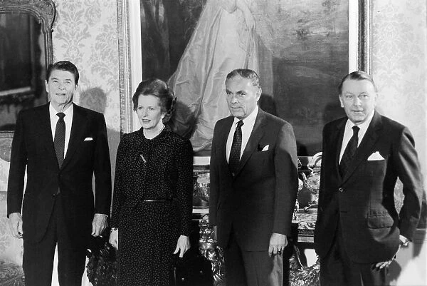 Left to right President Ronald Reagan, Prime Minister Margaret Thatcher