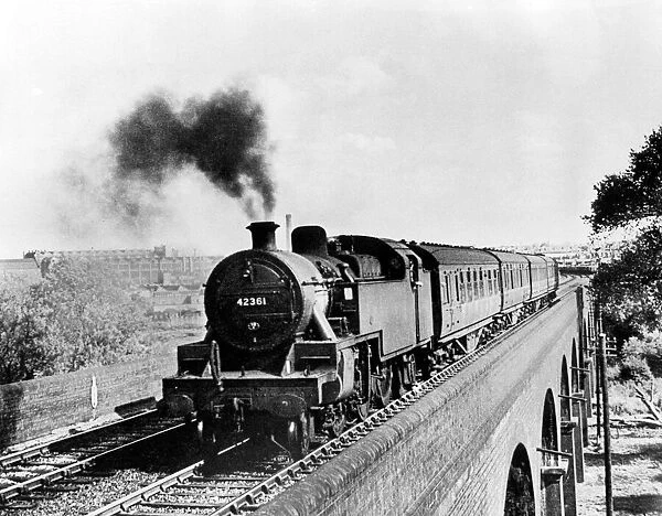 A Leicester based tank engine headed for its home city over the viaduct at Rugby