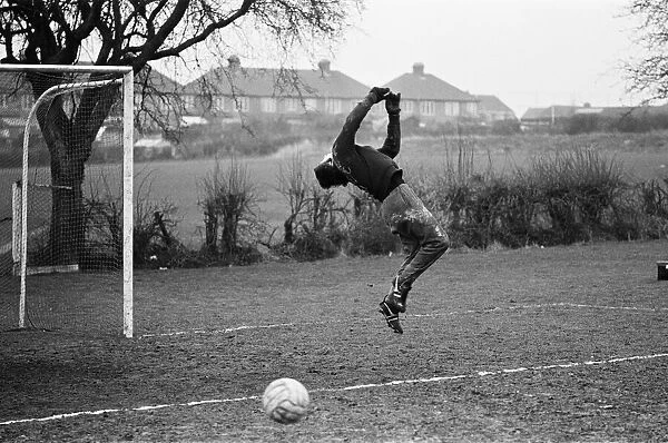 Leicester City goalkeeper Peter Shilton pictured during a training session