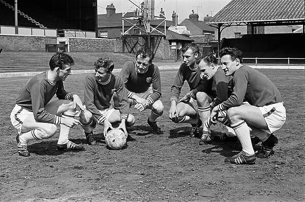 Leicester City team training at Filbert Street. Left to right: Colin Appleton