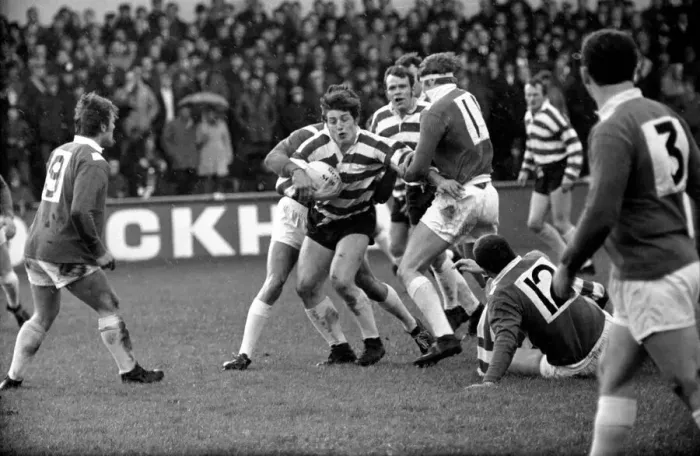 Framed Print : Leigh v. Oldham. Oldham stand-off Sayer is tackled by Leigh forward Welding Framed Print : Leigh v. Oldham. Oldham stand-off Sayer is tackled by Leigh forward Welding