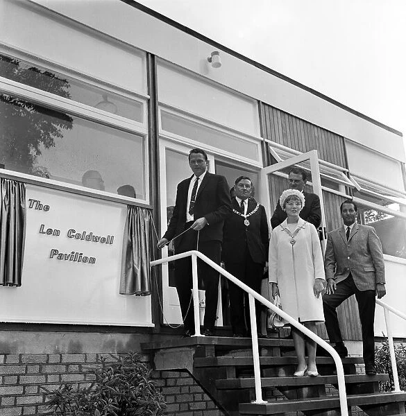 Len Coldwell opens the Len Caldwell Pavilion at Newton Abbot, Devon. August 1968
