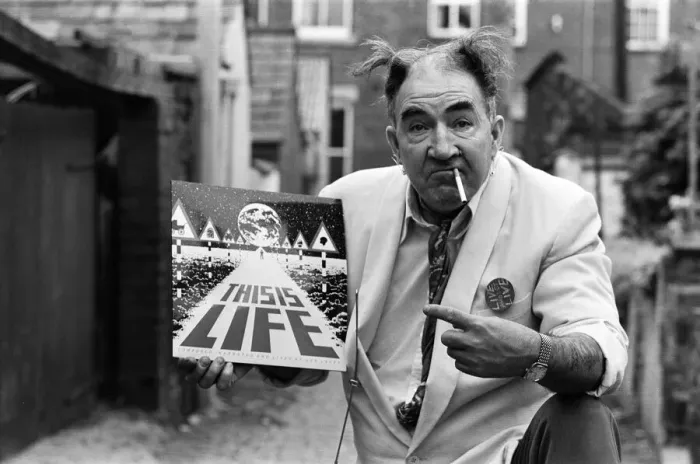 Framed Print : Len Lacey of Northwich with his punk LP This is life 12th September 1979 Framed Print : Len Lacey of Northwich with his punk LP This is life 12th September 1979