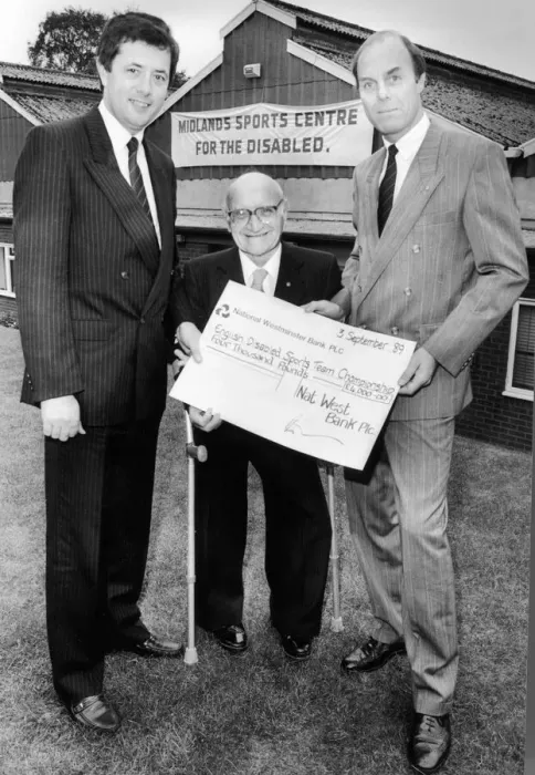 Framed Print : Len Tasker Coventry Disabilites campaigner and sportsman (centre Framed Print : Len Tasker Coventry Disabilites campaigner and sportsman (centre