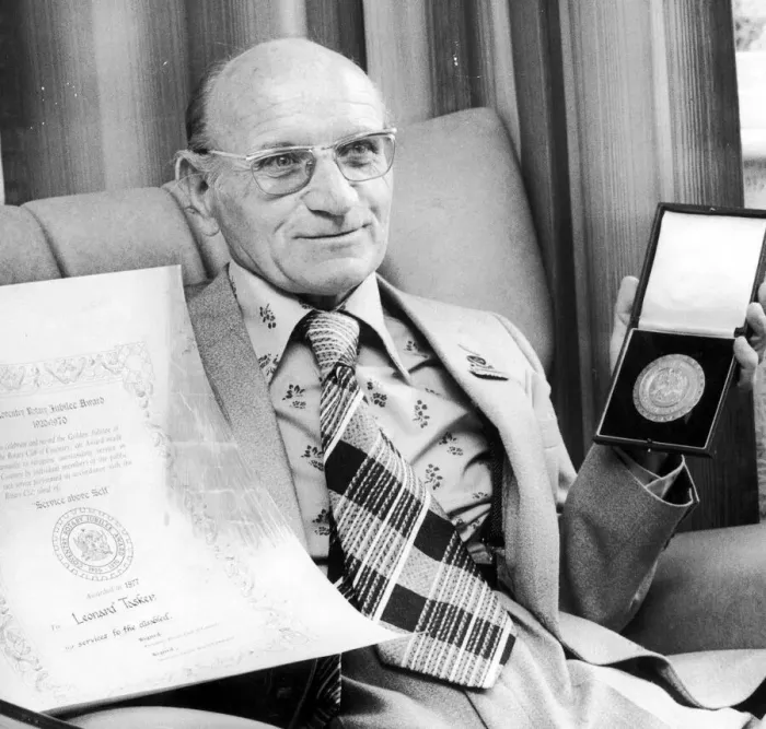 Framed Print : Len Tasker Disability campaigner and sportsman with his Coventry Jubilee Award Framed Print : Len Tasker Disability campaigner and sportsman with his Coventry Jubilee Award