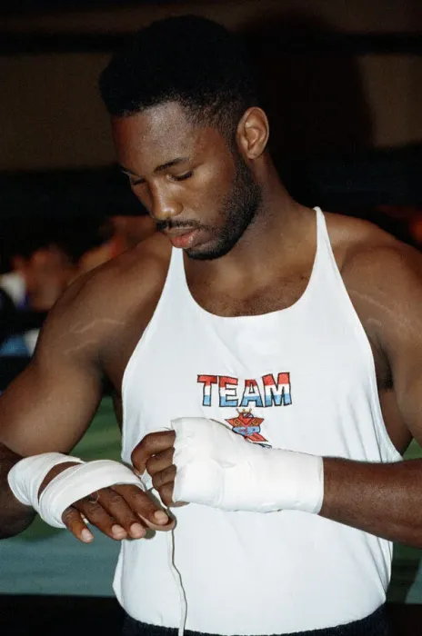 Framed Print : Lennox Lewis training ahead of his world title bout with Tony Tucker. Circa May1993