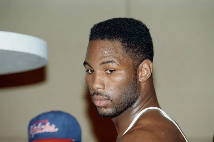 Framed Print : Lennox Lewis training ahead of his world title bout with Tony Tucker. Circa May1993 Framed Print : Lennox Lewis training ahead of his world title bout with Tony Tucker. Circa May1993