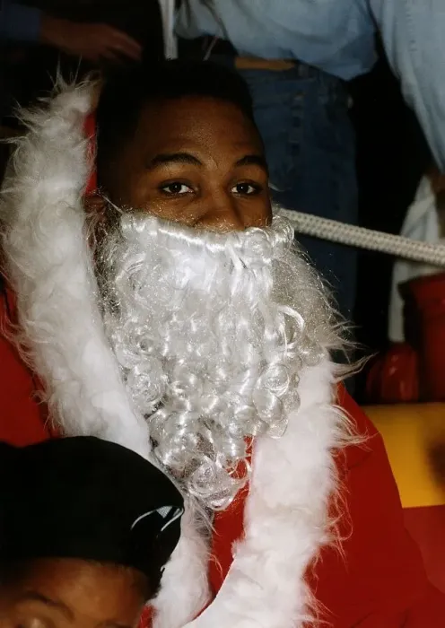 Framed Print : Lennox Lewis WBC World Boxing heavyweight champion at Sky TV dressed up as Santa Claus